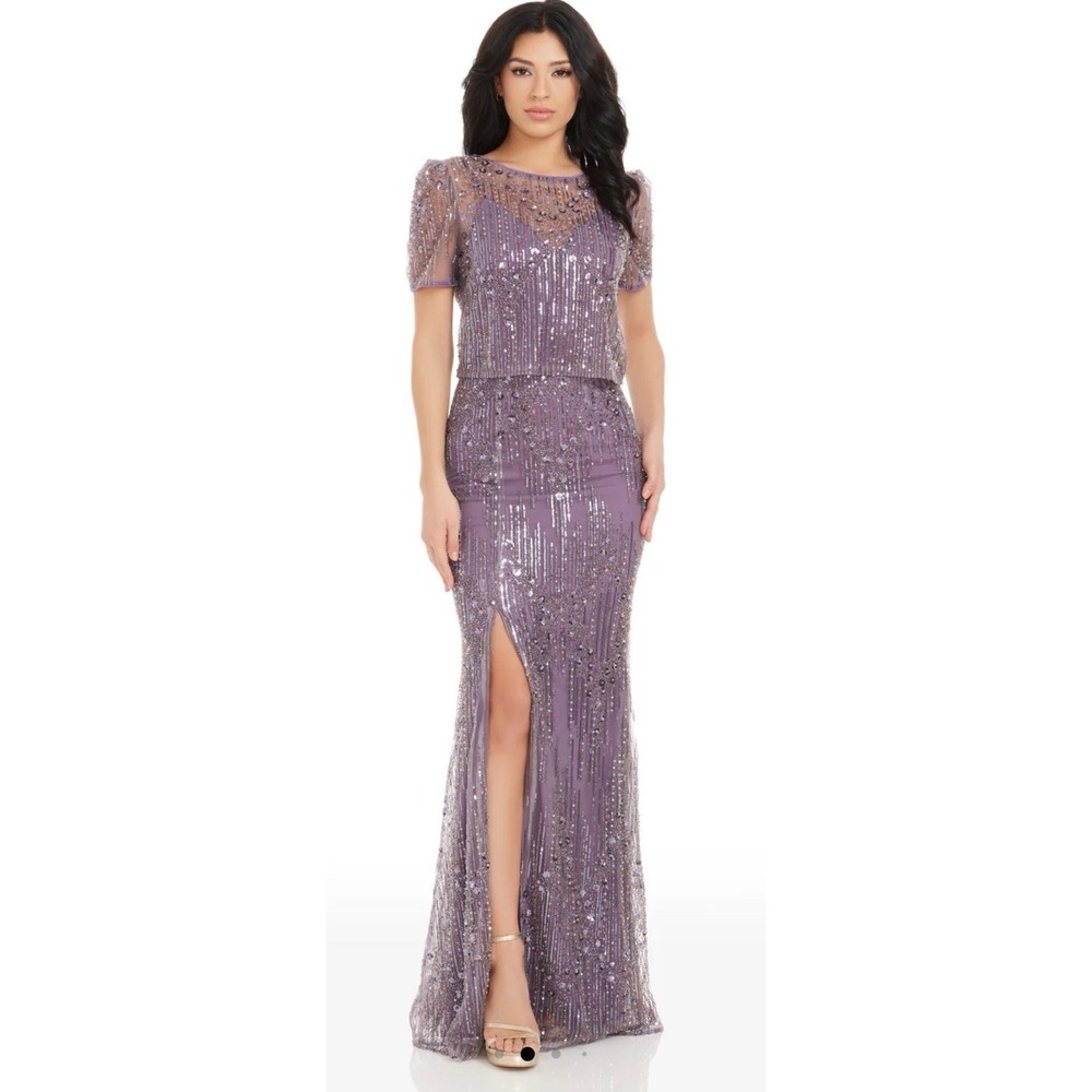 Dress The Population Amanda Mermaid Gown Women's Sz L. Lavender Formal‎ Dress